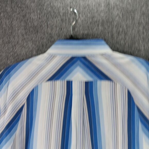 7Diamonds Shirt Mens XL Multi Striped Cotton Wrinkle Resistant Pleated Button Up - Picture 15 of 16